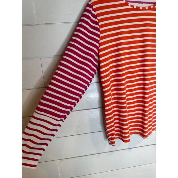 Lands End Striped Pink Orange Swimshirt Rash Guard LG - Picture 5 of 5